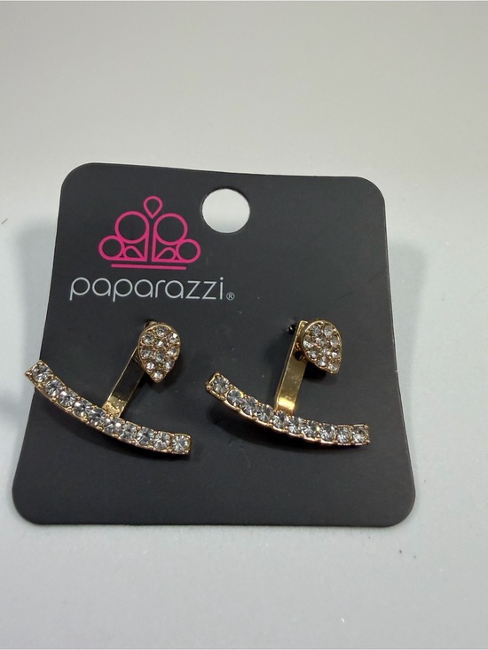paparazzi Jewelry - 🩷5/$10🩷 paparazzi Gold Crystal Ear Jacket Earrings - Clear & Gold